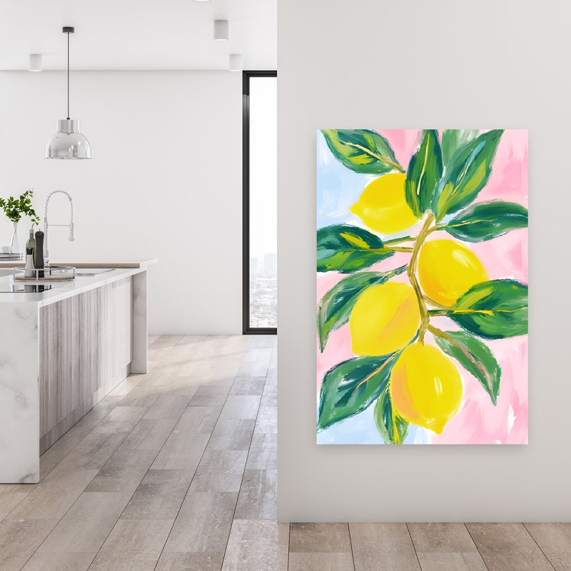 Reproduction d'art murale de citron, H 48 po x l 32 po