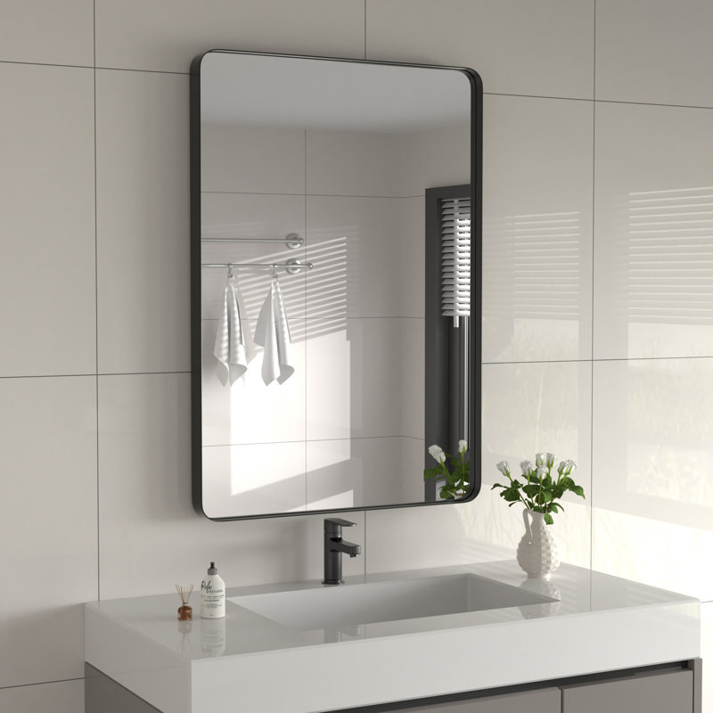 Miroir d'appoint Eitzen, 40 po x 30 po, Noir brossé
