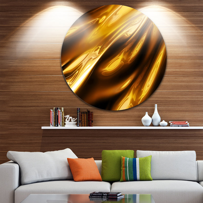« liquid gold texture pattern », impression sur métal, H 38 po x l 38 po x P 1 po