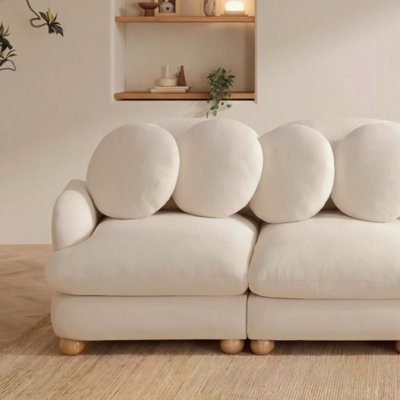 Canapé modulaire confortable en chenille Comfy, canapé 4 places profond avec 6 coussins décoratifs, repose-pieds mobile, structure en bois massif pour le salon, la chambre à coucher et l’appartement