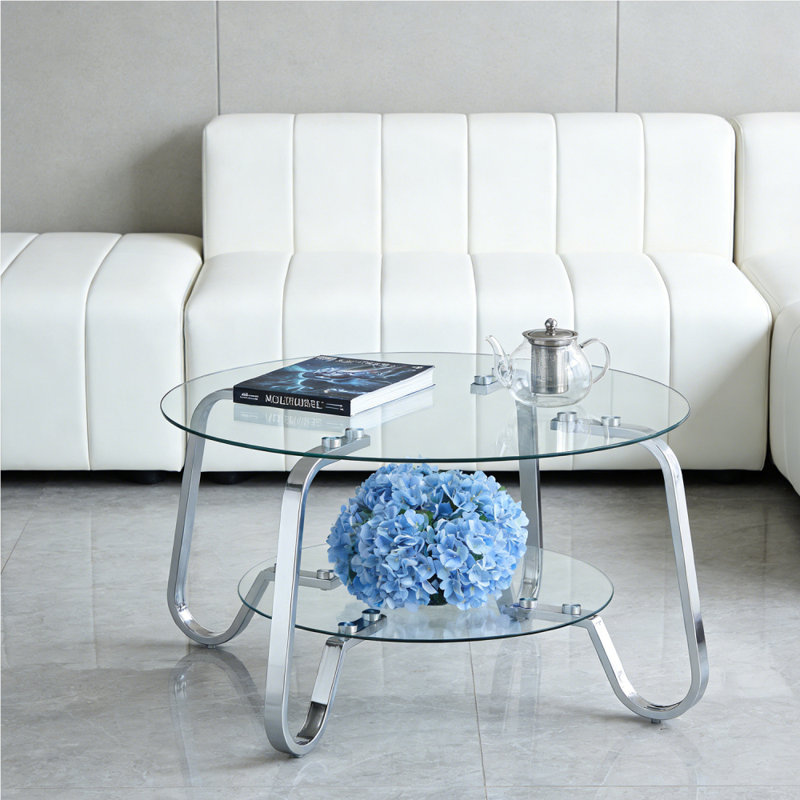 Table basse ronde Modern, Argent argent