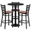 Clark 30" Round Laminate Table Set with 3 Metal Barstools - Cherry Wood Seat