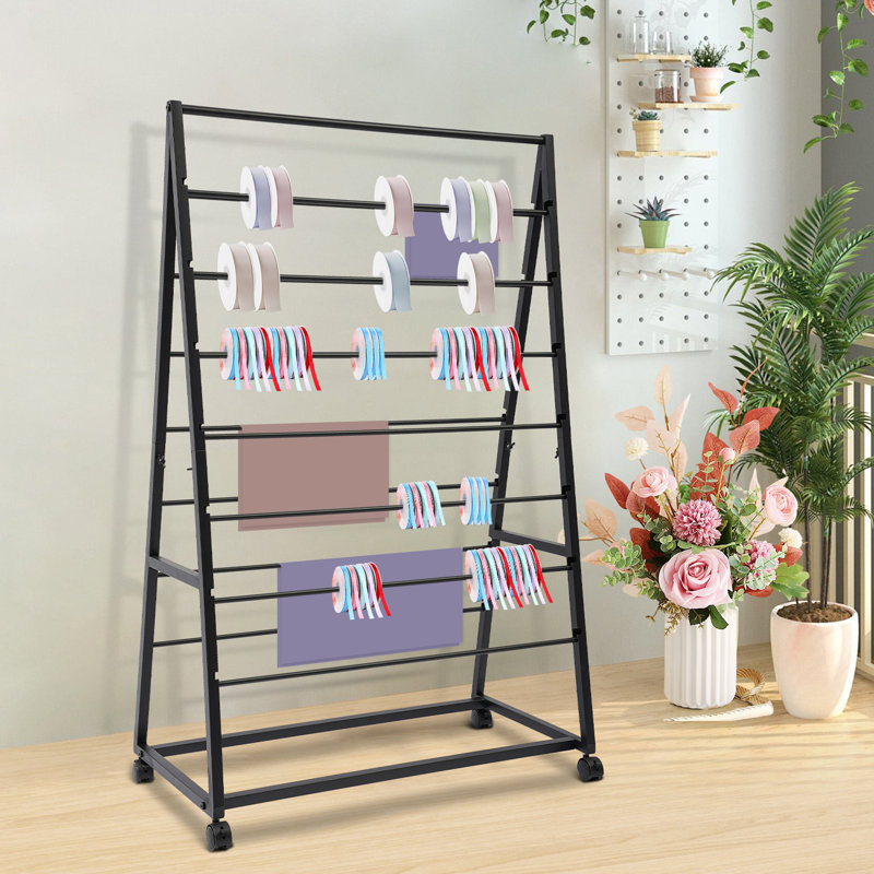 Ribbon Display Organizer Rack With Wheels