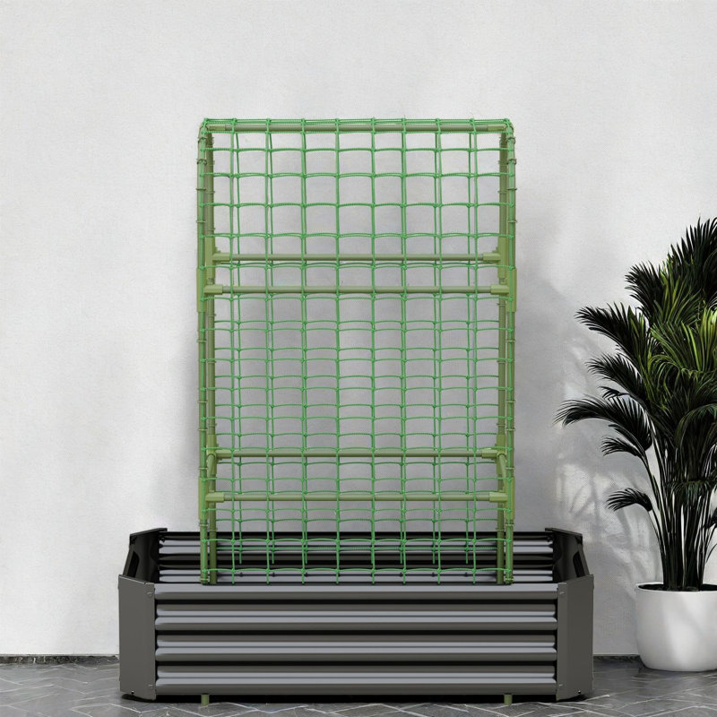 Jardinières modernes 2 en 1, lit treillis en métal 47 po, jardin extérieur