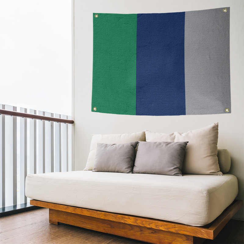 Tapisserie de polyester Vancouver, H 26 po x l 36 po x P 1 po, Vert / bleu / gris froid