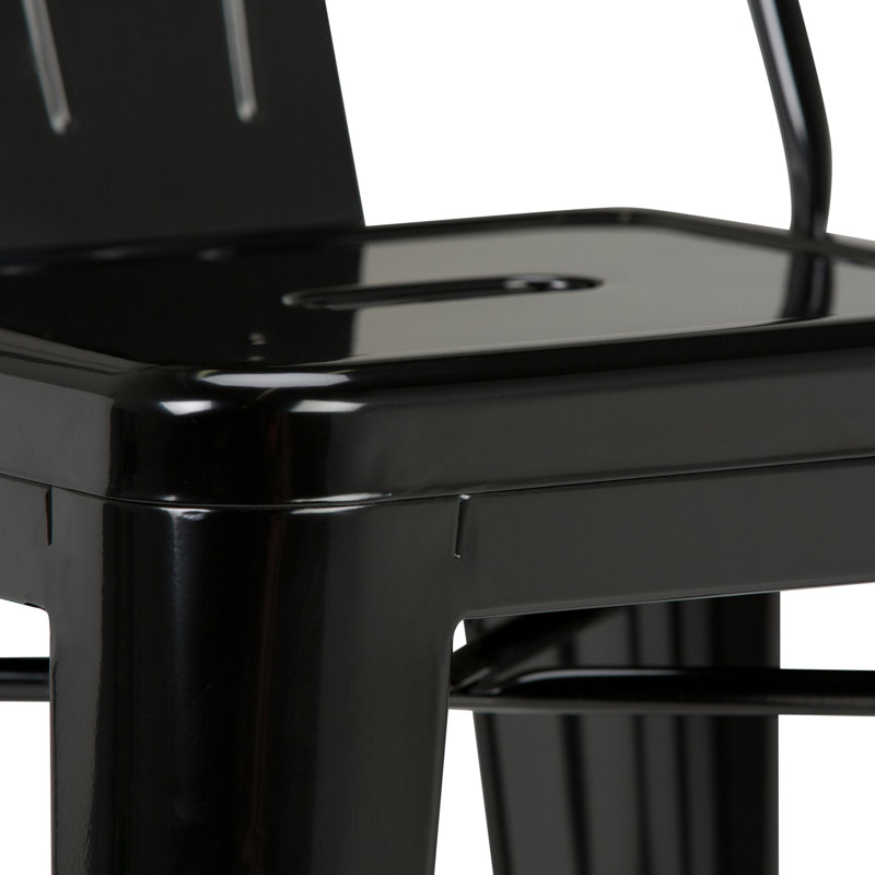 Rayne Industrial Black Metal Bar Stool with Curved Back - Set of 2