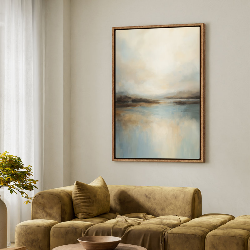 Framed Canvas Wall Art - Vintage Abstract Wall Prints for Bedroom - 24"x36", Natural