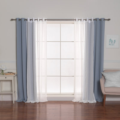 Brunos Mix & Match Striped Room Darkening and Sheer Grommet Curtain Panels
