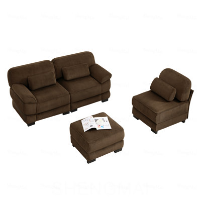 Canapé modulaire en L surdimensionné en forme de L Cloud Couch, canapé 3 places avec repose-pieds, coussins de siège épais et confortables, tissu en velours côtelé respirant