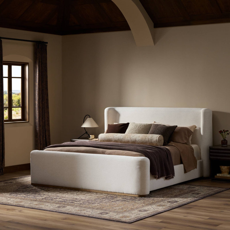 Fane Upholstered Wingback Bed, King, Crypton Nomad Snow