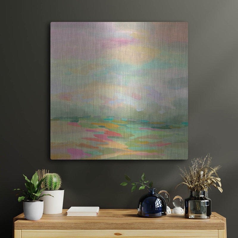 «Pastel Fields» par Silvia Vassileva, art luxueux en métal «Pastel Fields» par Silvia Vassileva, H 24 po x l 24 po