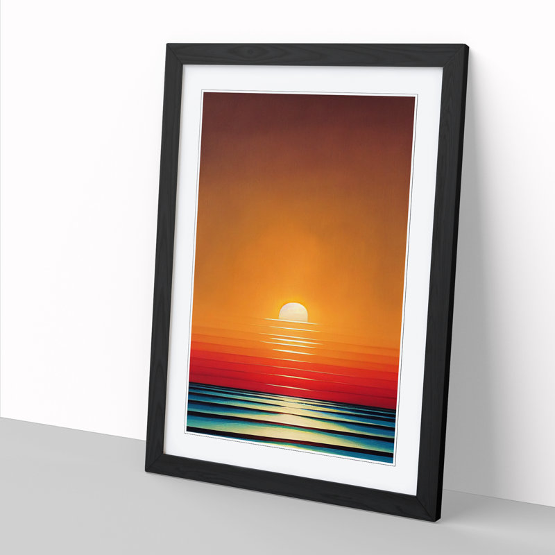 Sunset Gouache - Single Picture Frame Painting, Black, 64cm H x 25cm W x 2cm D