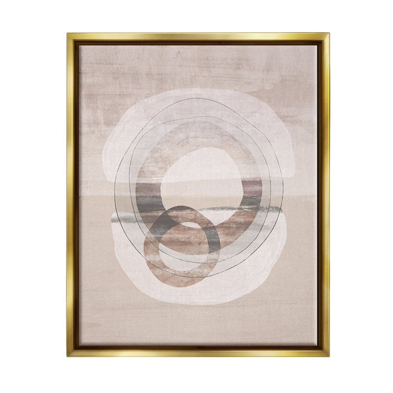 «Round Boho Circles», art mural flottant par Nina Blue, H 31 po x l 25 po x P 1,7 po, Cadre flottant métallique doré