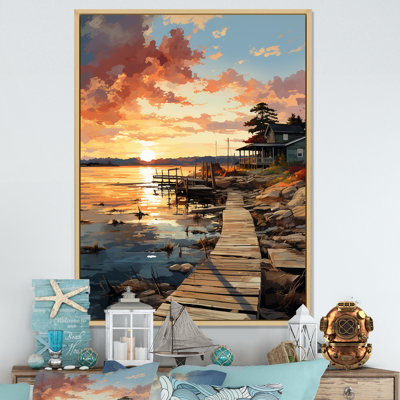 Alvordton Pier and Dock Weathered, reproduction d'art sur toile