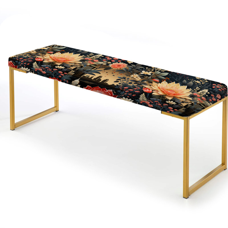 Banc urbain rembourré floral pêche et vert Urban Oasis - pêche et vert