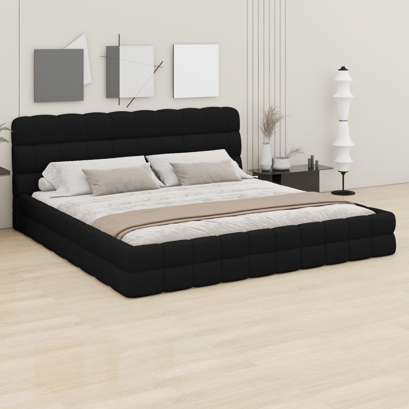 Lit plateforme tapissier Elegant, Noir