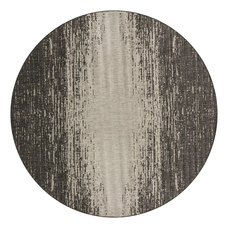 Pindall Charcoal Gray/Gray Indoor/Outdoor Rug, Round 10'8"
