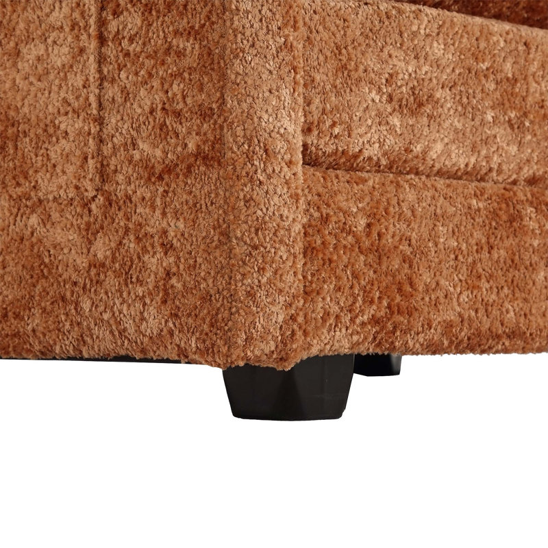 76.77" Chenille Loveseat With Ottoman, Orange Chenille