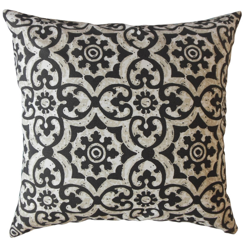 Coussin Parmida, 18 po x 18 po, Coussin décoratif, Noir / blanc