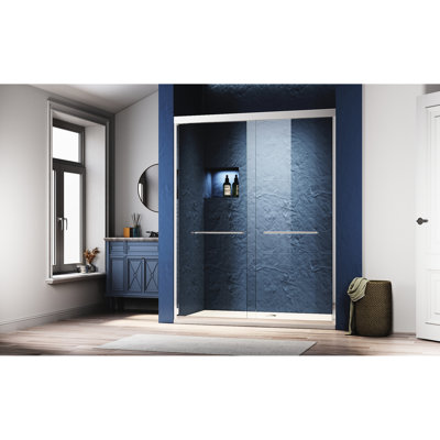 Adjustable Semi - Sliding Shower Glass Door 56 60 In. W X 72 H Thick Clear Tempered With 304 Stainless Steel Finished Handles Safe And Chamfer Edged For Guarantee Humanized Towel Hanging Feature