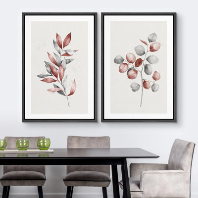 Rouge, rouge, aquarelle, pastel, forêt, plantes, nature sauvage, illustrations, art moderne, rustique minimal