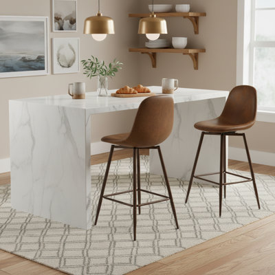 Moulton 26" Swivel Upholstered Counter Stools for Kitchen Island with Backrest and Footrest