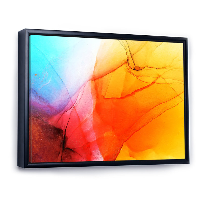 Combat de couleur d'encre liquide III - reproduction sur toile, H 8 po x l 12 po x P 1 po, Cadre flottant noir