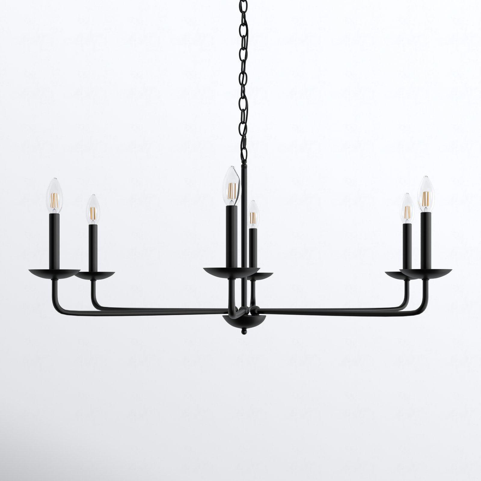 Baltray 6 - Light Candle Style Classic/Traditional Chandelier, Black, 18.5" H x 42" W x 42" D