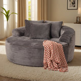 58.28" Wide Oversized Round Chaise Lounge Chair, Cloud Large Circle Chair With Plush Upholstered Modern Soft Big Single Couch, No Assembly Required