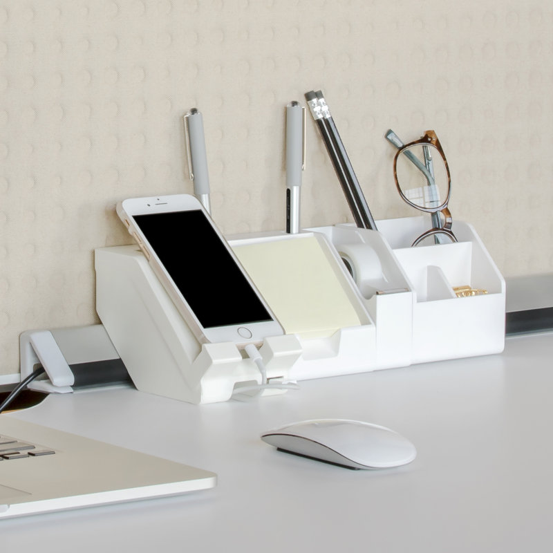Ensemble d’organisateur de bureau connect Roseanne, Blanc