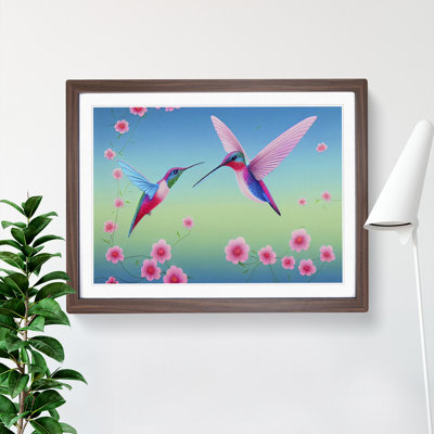 Illuminated Floral Hummingbirds - Single Picture Frame Print