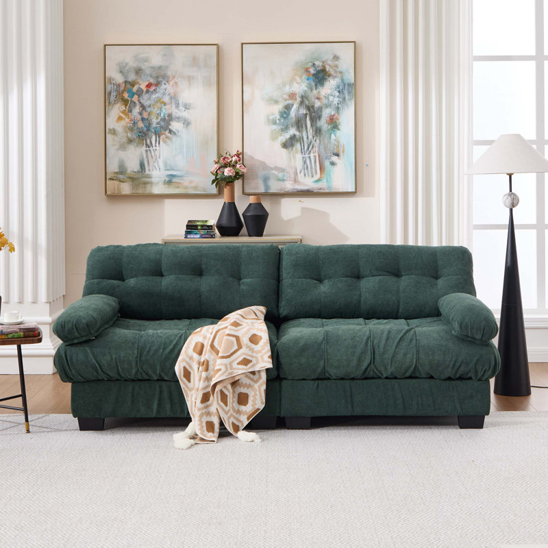 Canapé modulaire Cloud Couch avec sièges profonds et coussins, Green Flannel, 35" H x 88" W x 35" D, Symmetrical