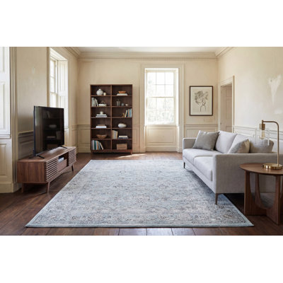Tapis bleu acier / crème Attell