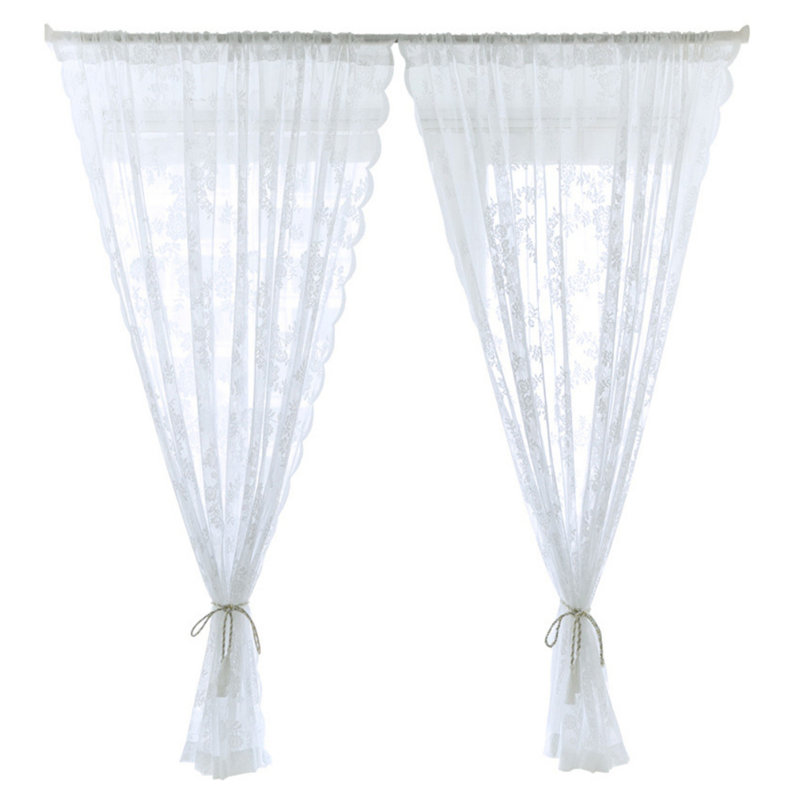 White Lace Curtains 1 Panel, Embroidered Rustic Floral Vintage Lace Curtains For Small Windows, Rod Pocket Farmhouse Privacy Sheer Window Curtain, 57.08X70.87In