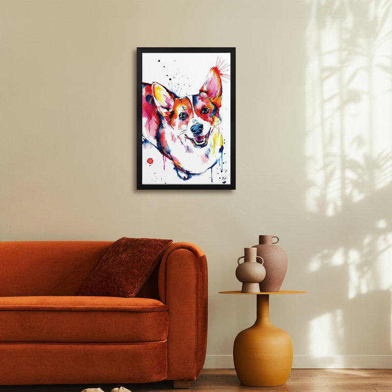Corgi Premium Framed Poster by Weekday Best, 32" H x 24" W