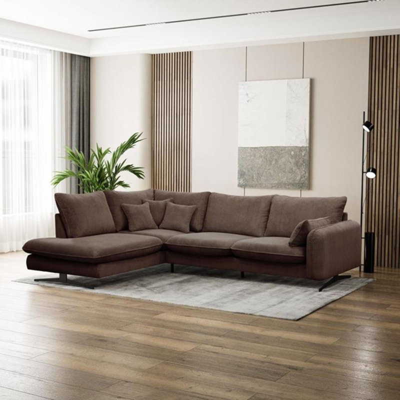 Casiyah 5 Seater Sofa & Chaise, Left Hand Facing, Brown