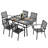 Outdoor 7-Piece Dining Set, Iron Finish, Black-1040189680