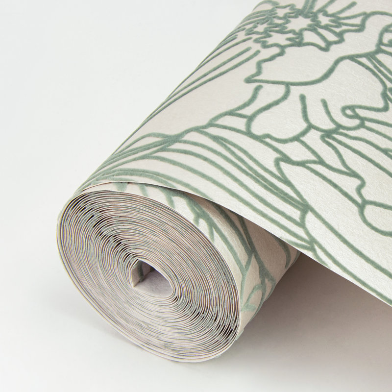 Selwyn Metallic Copper Floral Wallpaper, Green