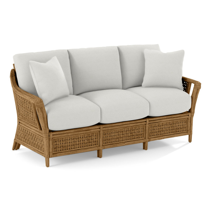 Boca Upholstered 78'' Sofa, Honey, Lapis Plaid