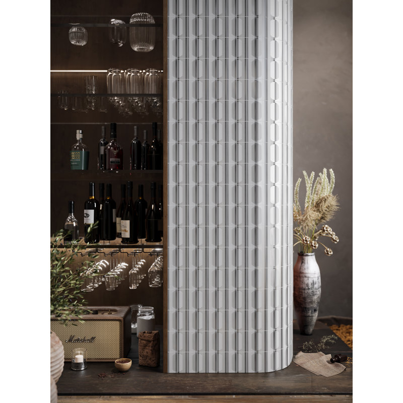 Neramos 2" x 6" Glass Grid Mosaic Wall Tile, Gray