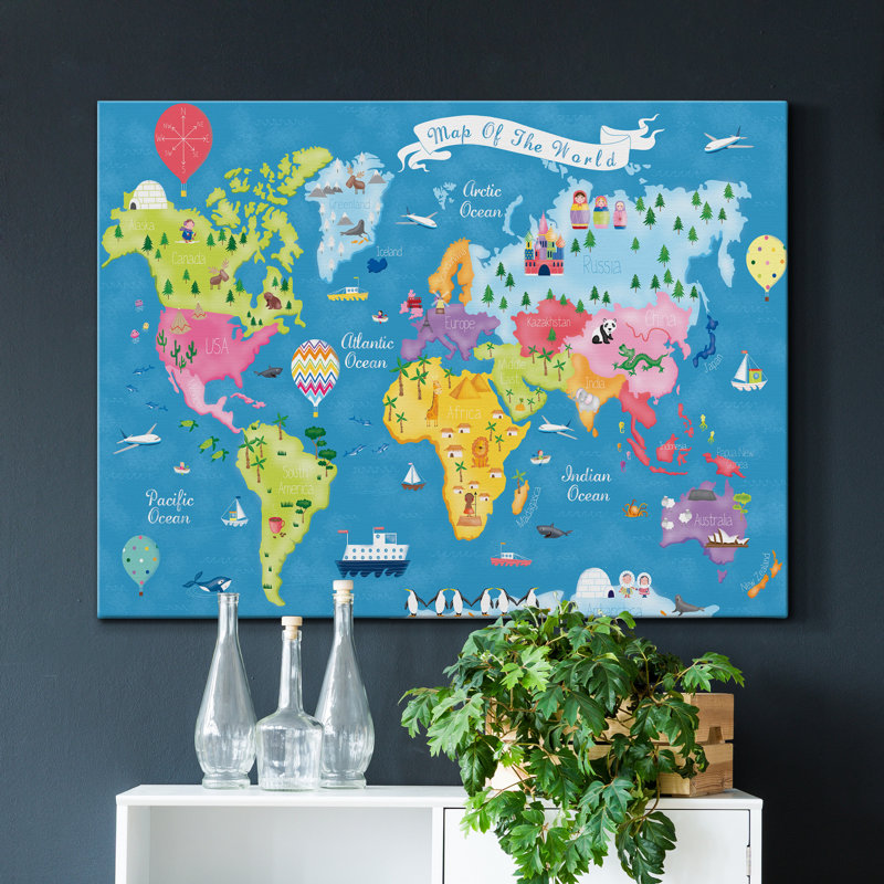 Voyage autour du monde - reproduction sur toile tendue, H 48 po x l 32 po x P 1 po