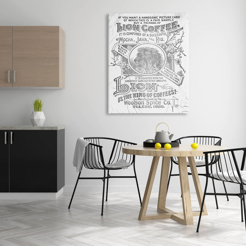 Affiche rétro «Lion Coffee» par Lil 'Rue, H 48 po x l 36 po x P 1,5 po