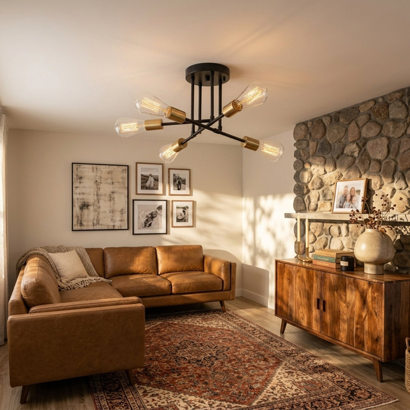 Chanetta 6-LIight Sputnik Chandelier Semi Flush Mount