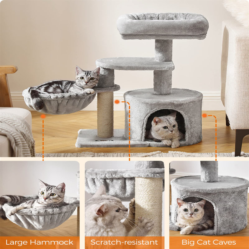 Arbre à chat H 26,81 po Falih, Gris