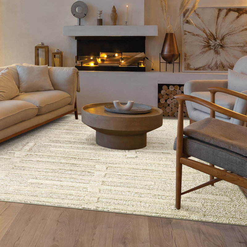Tapis blanc en laine Faysal Sonja, Rectangulaire 7 pi 6 po x 9 pi 6 po