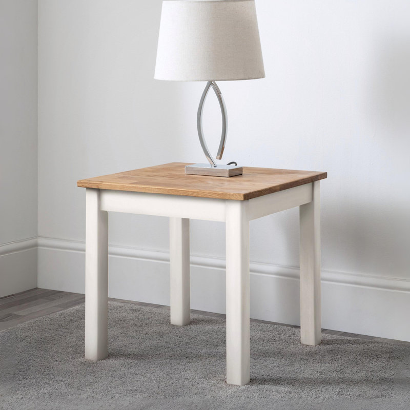 Carmel Solid Wood End Table, Ivory
