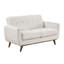 Causeuse beige contemporaine, coussin et dossier rembourrés confortables, pieds en bois massif, structure en contreplaqué, rembourrage en mousse sur les ressorts ensachés, tissu texturé, coussins de siège réversibles attachés,