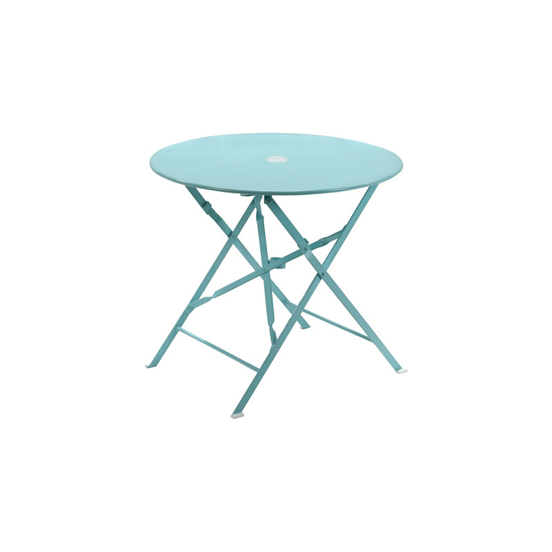 Table d'extérieur pliante ronde moderne 30 po avec trou pour parasol Modern Teal, Bleu sarcelle