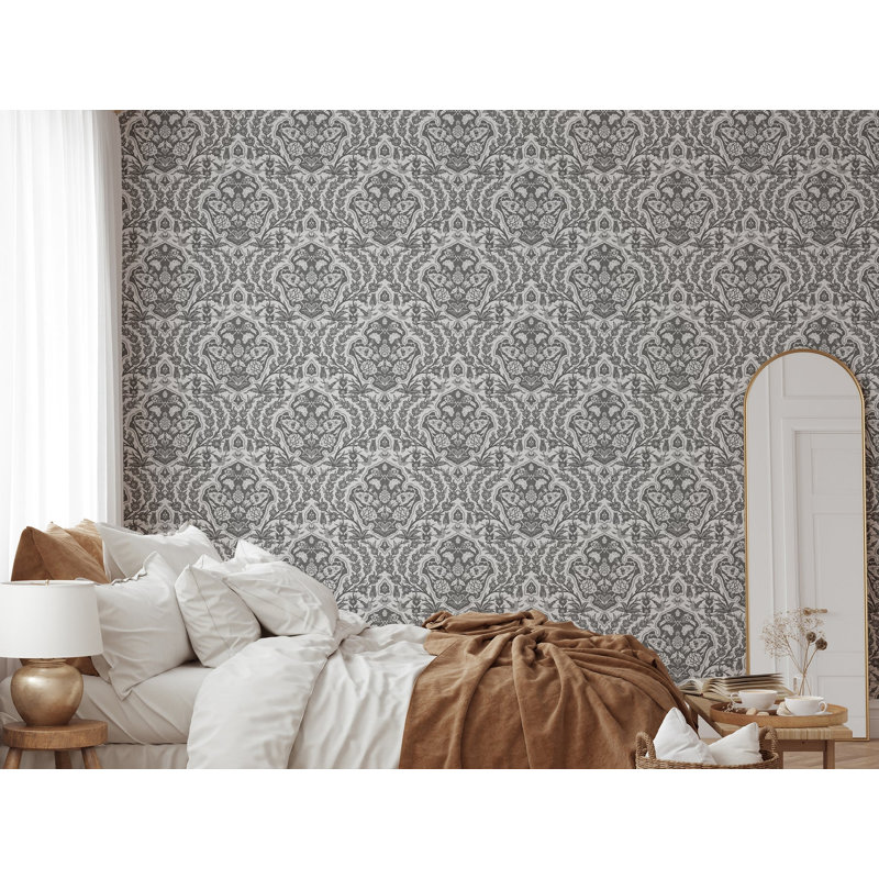 Nomad Ottoman Large 10' L x 24" W Wallpaper Roll, Gray, Faux Grasscloth, Non-pasted