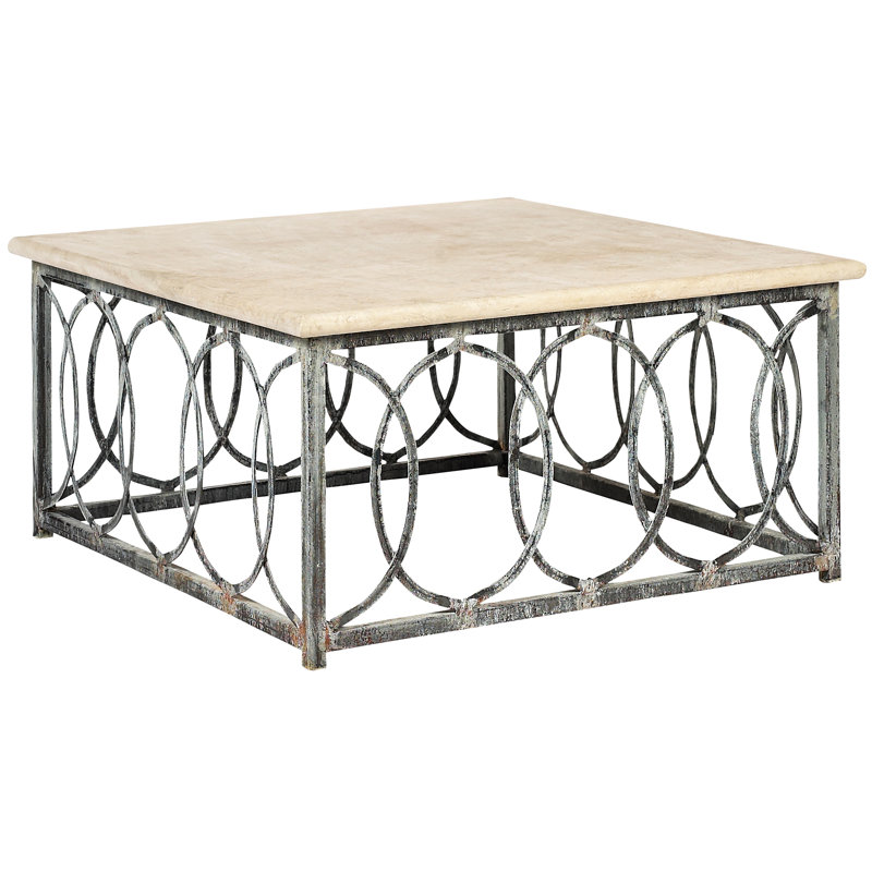 Table basse New Orleans, Travertin Lite / océan profond, H 18,5 po x L 40 po x l 40 po